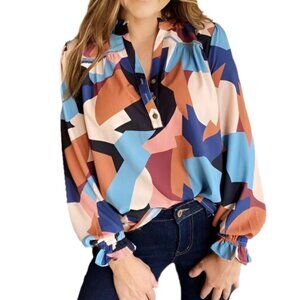 FATE geo print peasant blouse